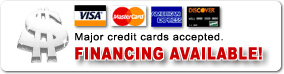 Financing available - all major credit cards accepted.
